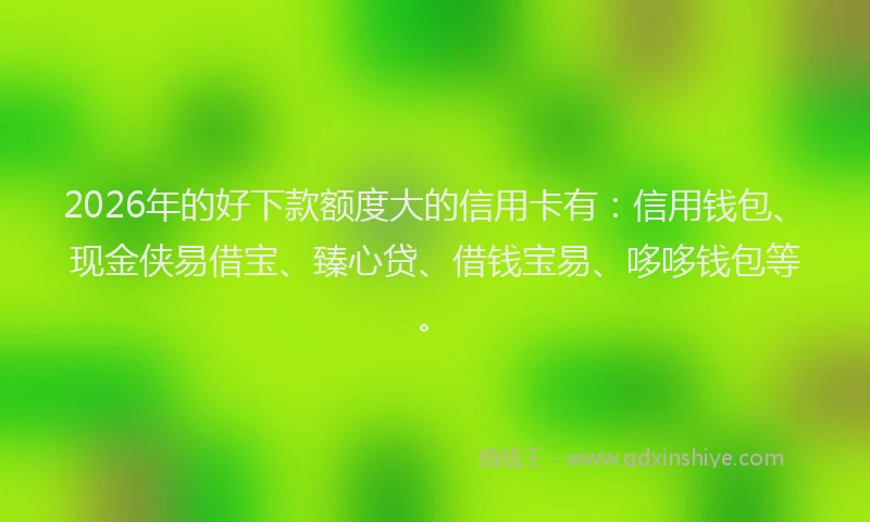2026年的好下款额度大的信用卡有：信用钱包、现金侠易借宝、臻心贷、借钱宝易、哆哆钱包等。