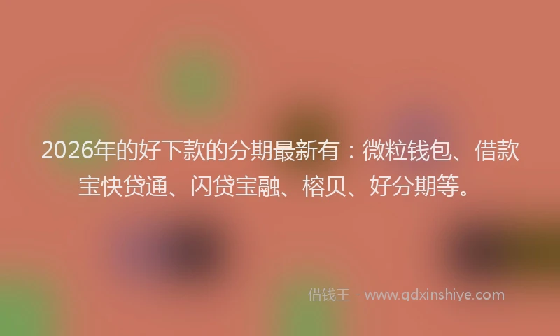 2026年的好下款的分期最新有：微粒钱包、借款宝快贷通、闪贷宝融、榕贝、好分期等。