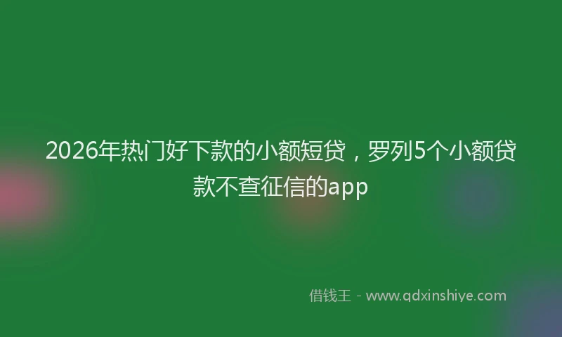2026年热门好下款的小额短贷，罗列5个小额贷款不查征信的app