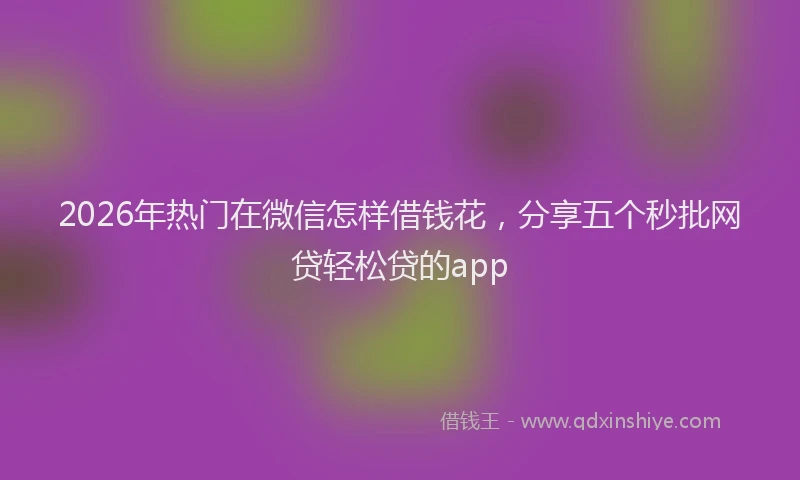 2026年热门在微信怎样借钱花，分享五个秒批网贷轻松贷的app