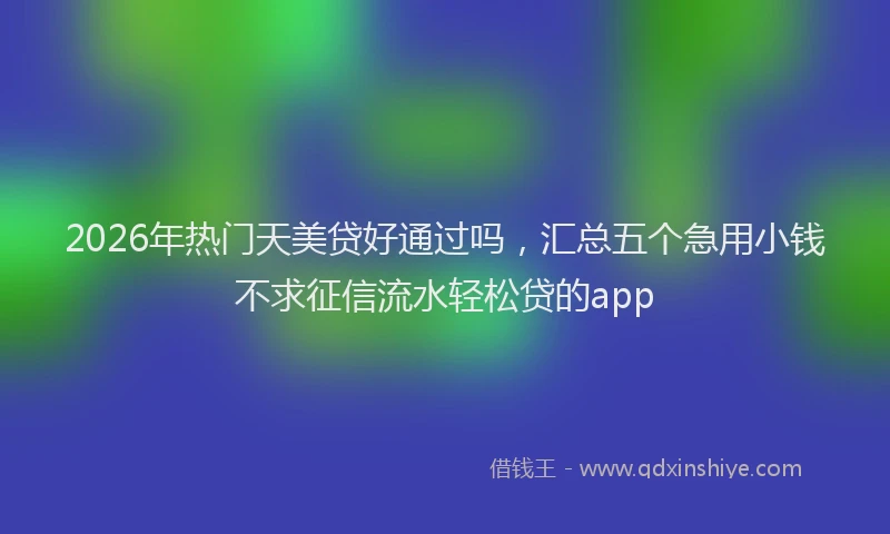 2026年热门天美贷好通过吗，汇总五个急用小钱不求征信流水轻松贷的app