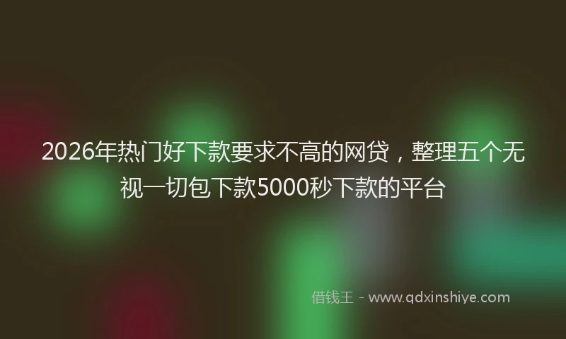 2026年热门好下款要求不高的网贷，整理五个无视一切包下款5000秒下款的平台