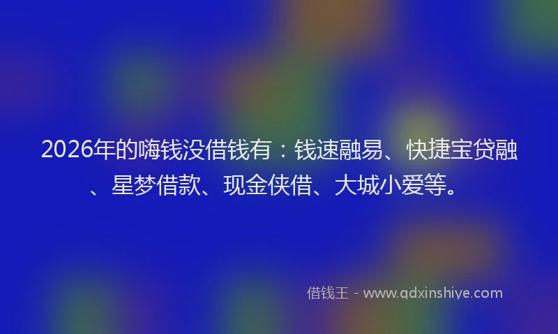 2026年的嗨钱没借钱有：钱速融易、快捷宝贷融、星梦借款、现金侠借、大城小爱等。