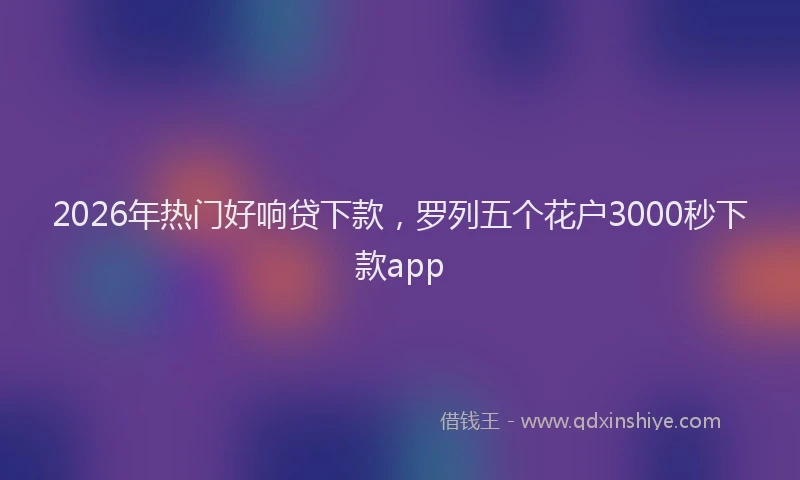 2026年热门好响贷下款，罗列五个花户3000秒下款app