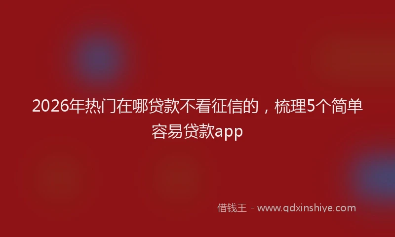 2026年热门在哪贷款不看征信的，梳理5个简单容易贷款app