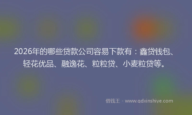 2026年的哪些贷款公司容易下款有：鑫贷钱包、轻花优品、融逸花、粒粒贷、小麦粒贷等。