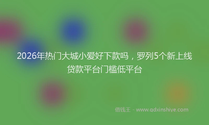 2026年热门大城小爱好下款吗，罗列5个新上线贷款平台门槛低平台