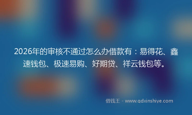 2026年的审核不通过怎么办借款有：易得花、鑫速钱包、极速易购、好期贷、祥云钱包等。