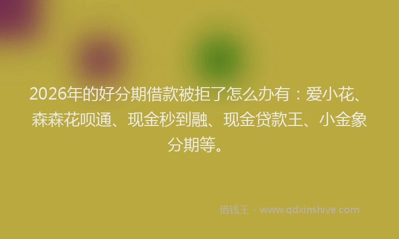 2026年的好分期借款被拒了怎么办有：爱小花、森森花呗通、现金秒到融、现金贷款王、小金象分期等。