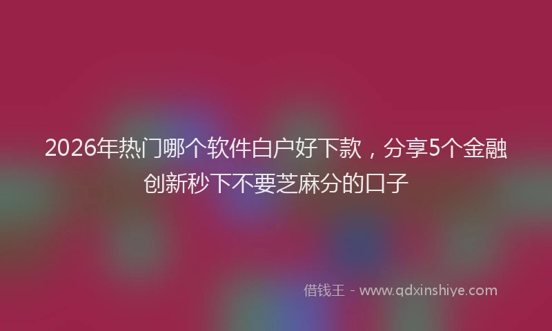 2026年热门哪个软件白户好下款，分享5个金融创新秒下不要芝麻分的口子