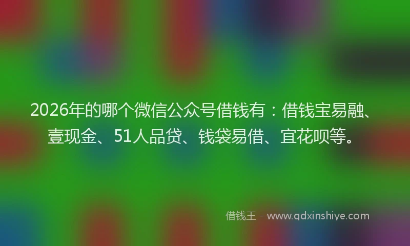 2026年的哪个微信公众号借钱有：借钱宝易融、壹现金、51人品贷、钱袋易借、宜花呗等。
