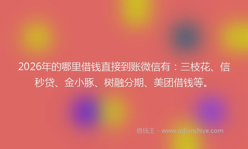 2026年的哪里借钱直接到账微信有：三枝花、信秒贷、金小豚、树融分期、美团借钱等。