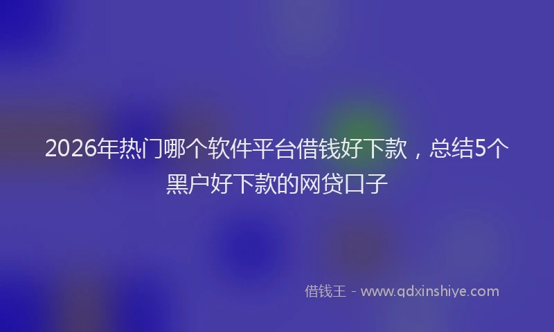 2026年热门哪个软件平台借钱好下款，总结5个黑户好下款的网贷口子