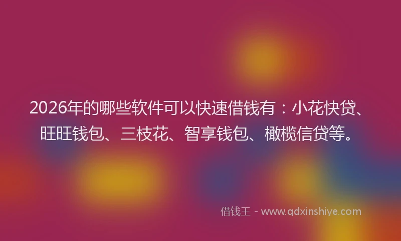 2026年的哪些软件可以快速借钱有：小花快贷、旺旺钱包、三枝花、智享钱包、橄榄信贷等。