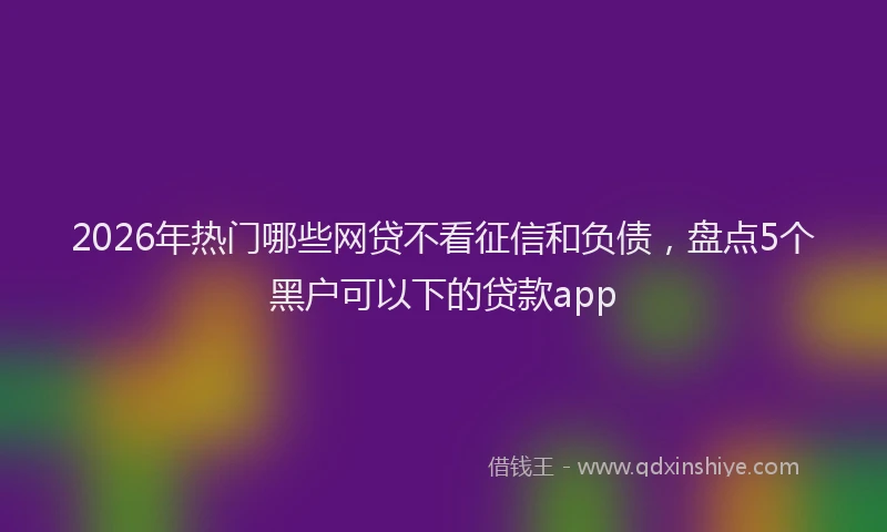 2026年热门哪些网贷不看征信和负债，盘点5个黑户可以下的贷款app