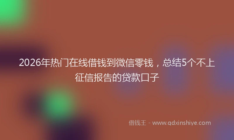 2026年热门在线借钱到微信零钱，总结5个不上征信报告的贷款口子