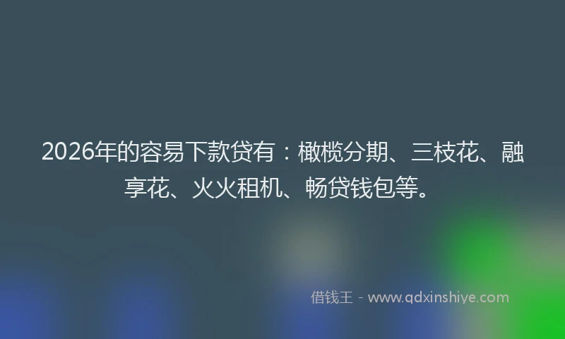 2026年的容易下款贷有：橄榄分期、三枝花、融享花、火火租机、畅贷钱包等。