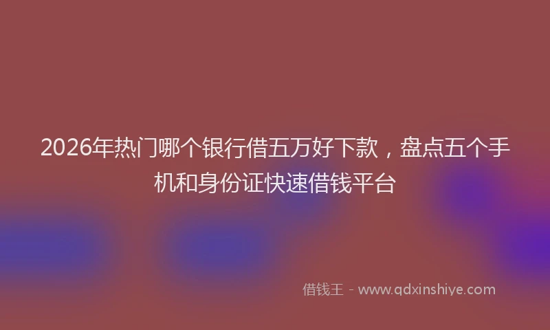 2026年热门哪个银行借五万好下款，盘点五个手机和身份证快速借钱平台