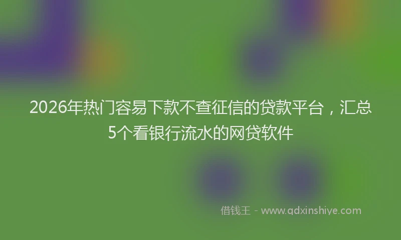 2026年热门容易下款不查征信的贷款平台，汇总5个看银行流水的网贷软件