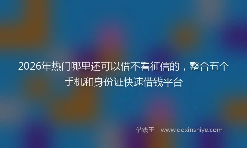 2026年热门哪里还可以借不看征信的，整合五个手机和身份证快速借钱平台