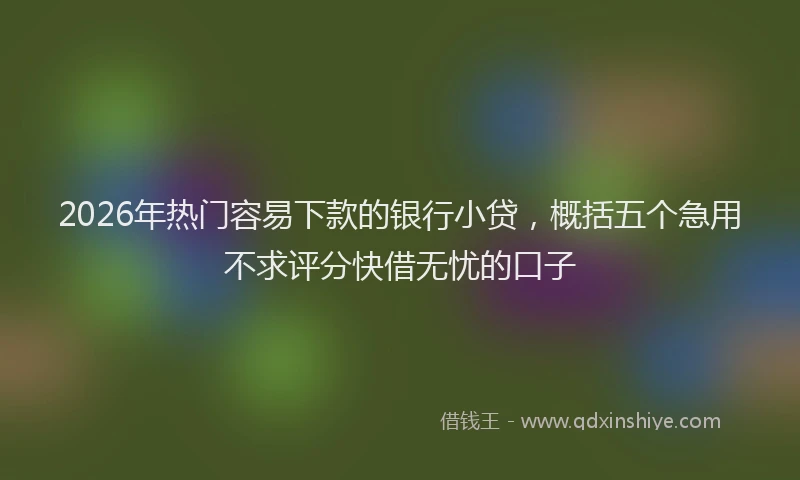 2026年热门容易下款的银行小贷,概括五个急用不求评分快借无忧的口子