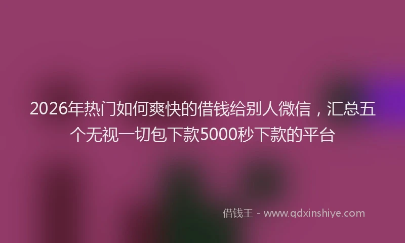 2026年热门如何爽快的借钱给别人微信，汇总五个无视一切包下款5000秒下款的平台