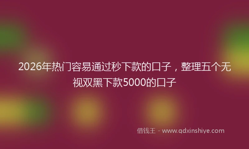 2026年热门容易通过秒下款的口子,整理五个无视双黑下款5000的口子