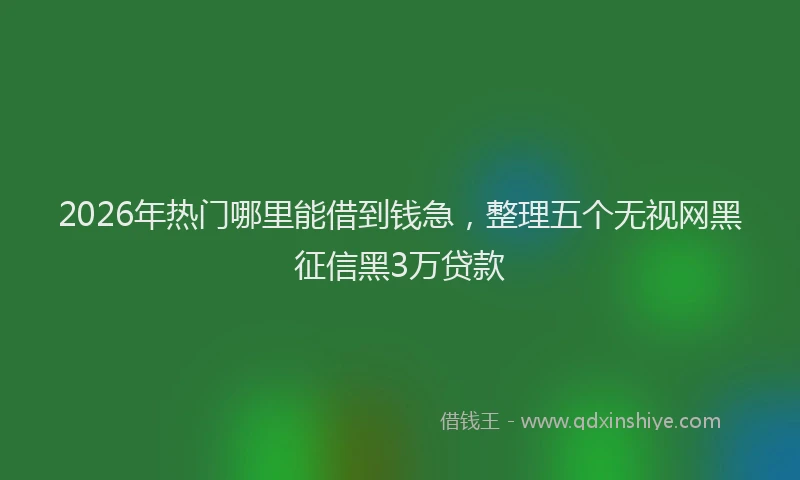 2026年热门哪里能借到钱急，整理五个无视网黑征信黑3万贷款