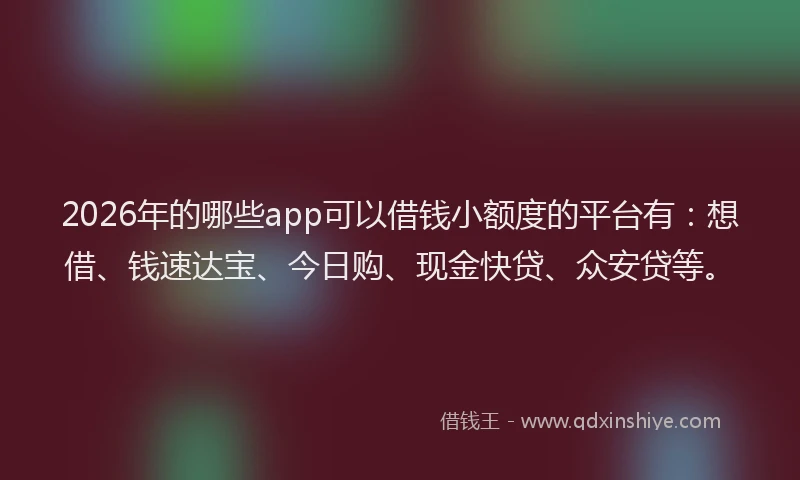 2026年的哪些app可以借钱小额度的平台有：想借、钱速达宝、今日购、现金快贷、众安贷等。