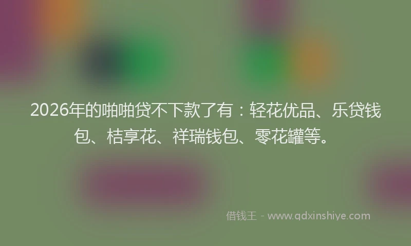 2026年的啪啪贷不下款了有：轻花优品、乐贷钱包、桔享花、祥瑞钱包、零花罐等。