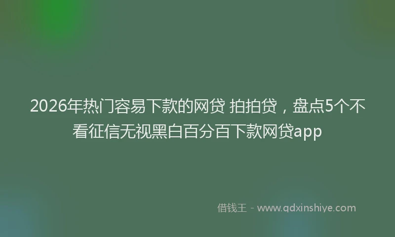 2026年热门容易下款的网贷 拍拍贷，盘点5个不看征信无视黑白百分百下款网贷app