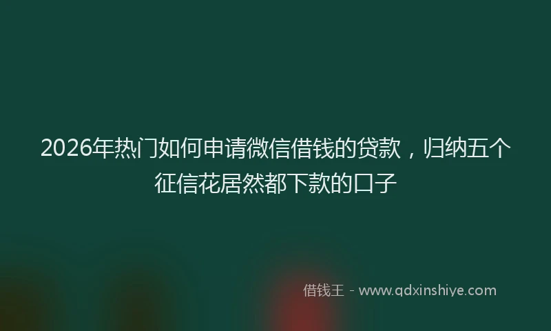 2026年热门如何申请微信借钱的贷款,归纳五个征信花居然都下款的口子