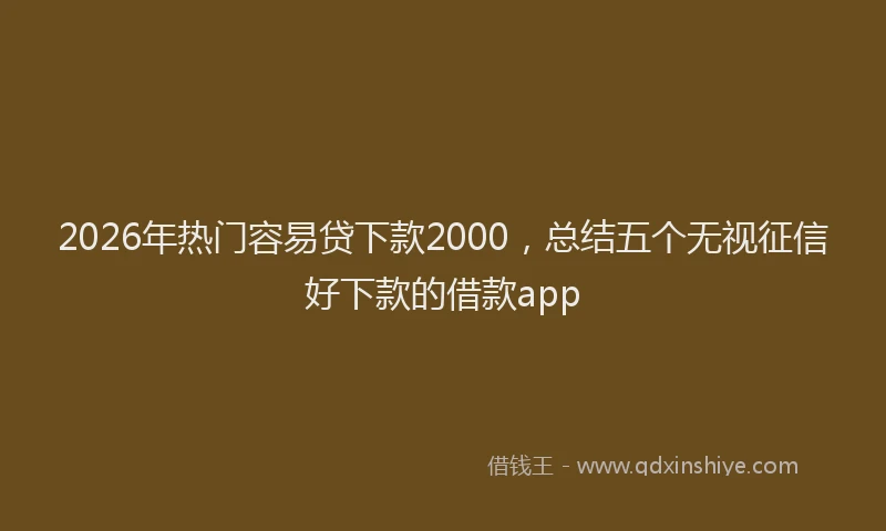2026年热门容易贷下款2000，总结五个无视征信好下款的借款app