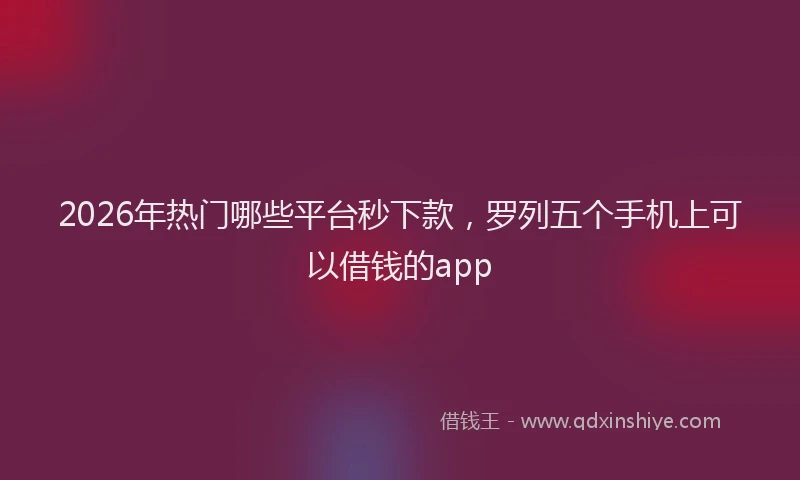 2026年热门哪些平台秒下款，罗列五个手机上可以借钱的app