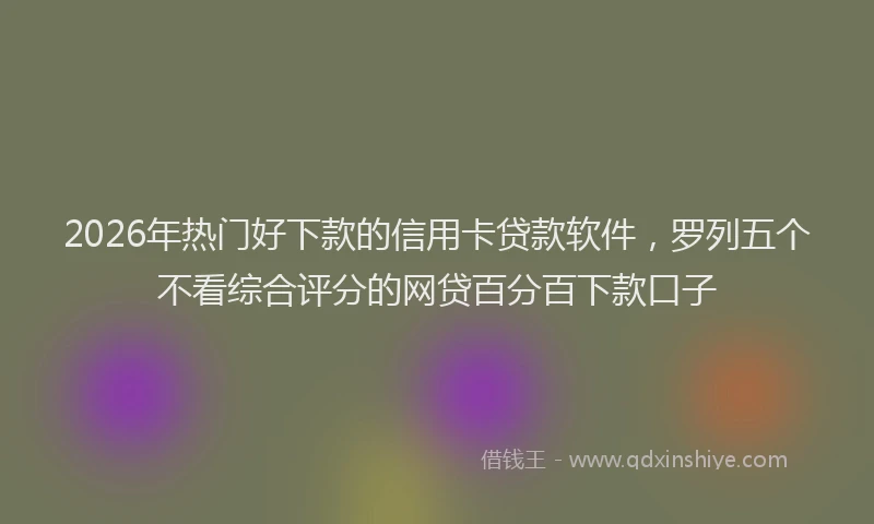 2026年热门好下款的信用卡贷款软件，罗列五个不看综合评分的网贷百分百下款口子
