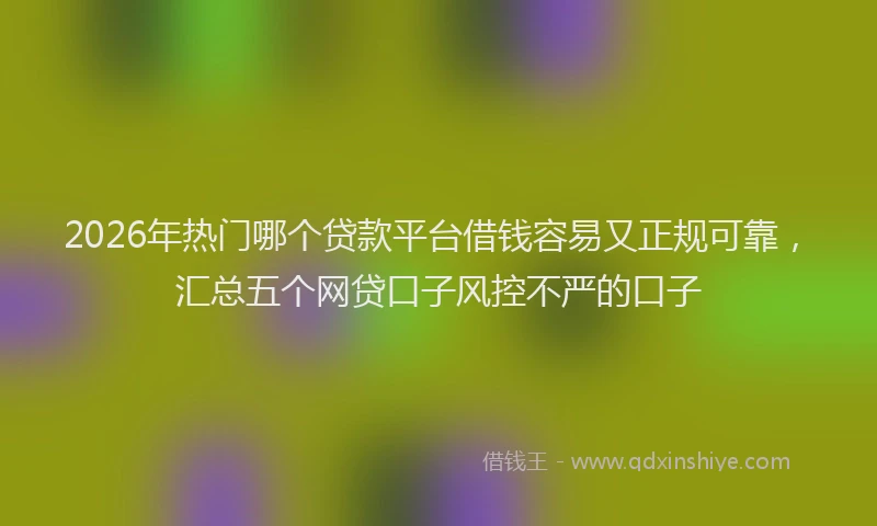 2026年热门哪个贷款平台借钱容易又正规可靠，汇总五个网贷口子风控不严的口子