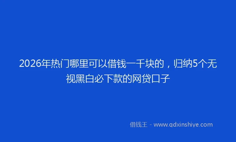 2026年热门哪里可以借钱一千块的，归纳5个无视黑白必下款的网贷口子