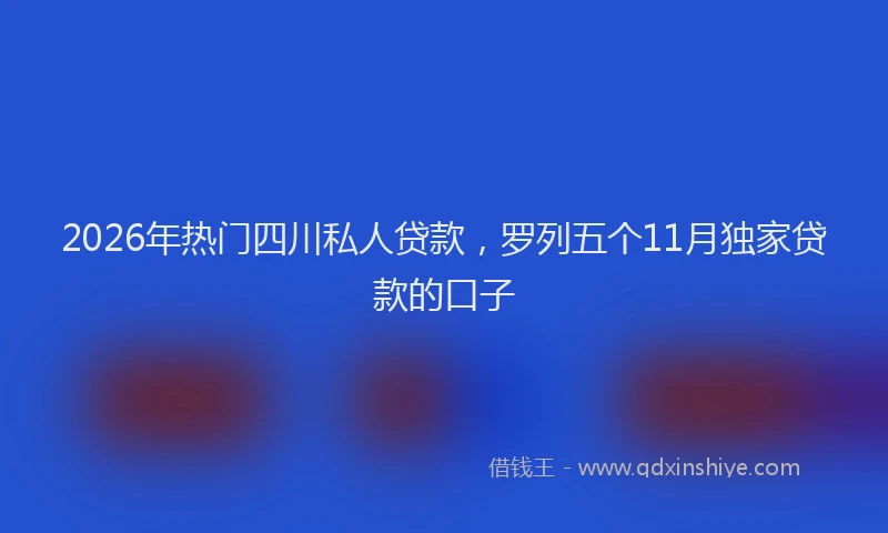 2026年热门四川私人贷款，罗列五个11月独家贷款的口子