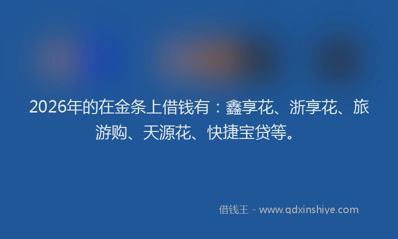 2026年的在金条上借钱有：鑫享花、浙享花、旅游购、天源花、快捷宝贷等。