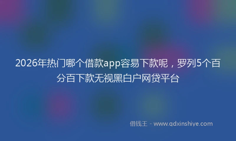 2026年热门哪个借款app容易下款呢，罗列5个百分百下款无视黑白户网贷平台