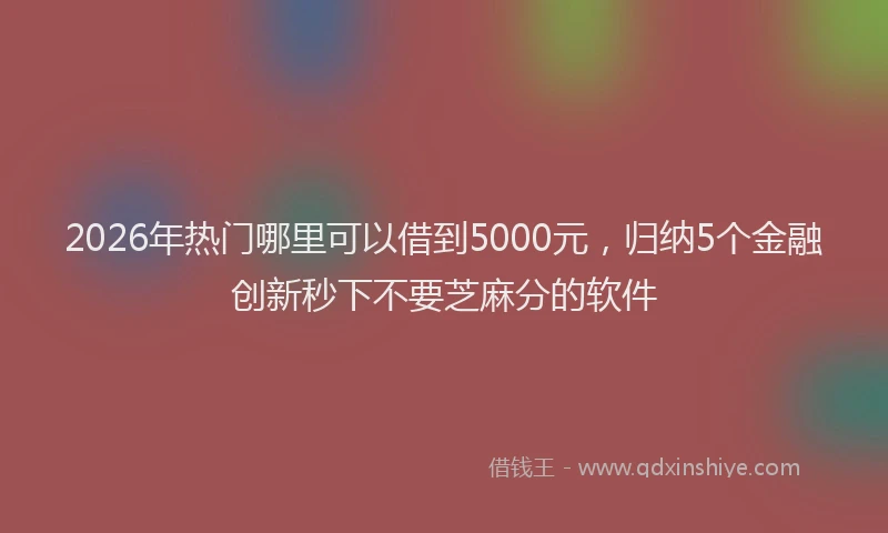 2026年热门哪里可以借到5000元，归纳5个金融创新秒下不要芝麻分的软件