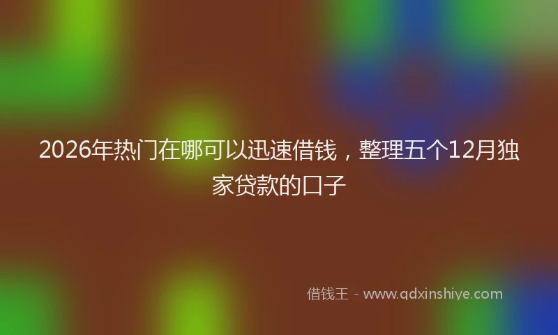 2026年热门在哪可以迅速借钱，整理五个12月独家贷款的口子