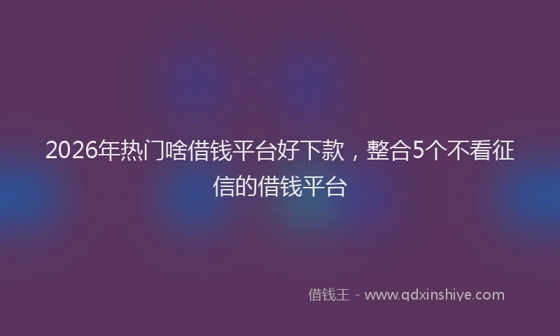 2026年热门啥借钱平台好下款，整合5个不看征信的借钱平台