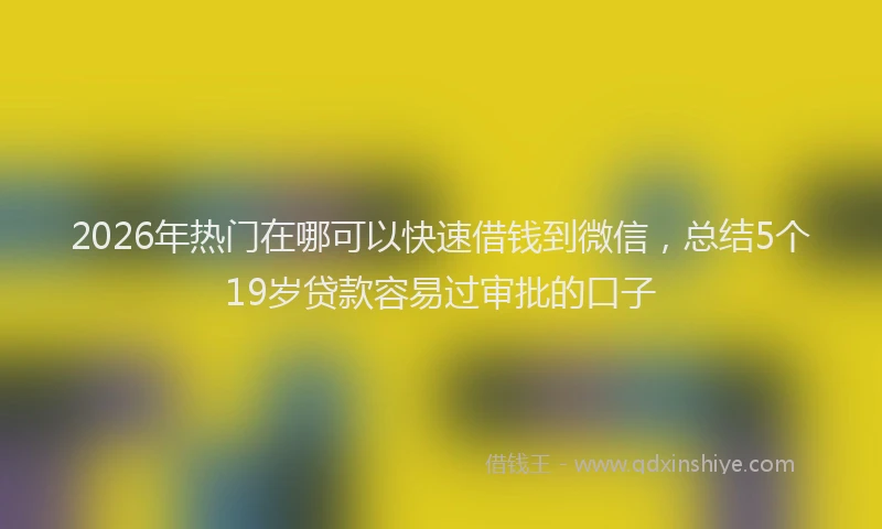 2026年热门在哪可以快速借钱到微信，总结5个19岁贷款容易过审批的口子