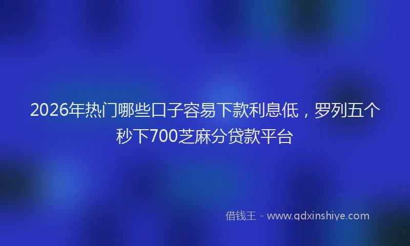 2026年热门哪些口子容易下款利息低，罗列五个秒下700芝麻分贷款平台