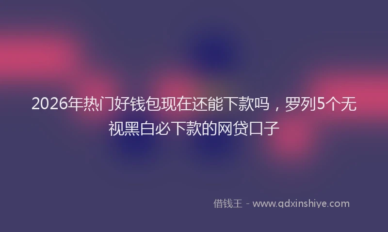 2026年热门好钱包现在还能下款吗，罗列5个无视黑白必下款的网贷口子