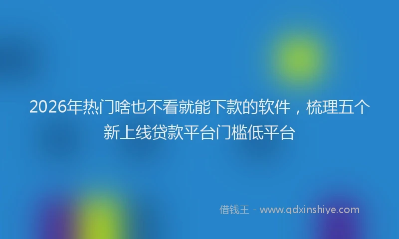 2026年热门啥也不看就能下款的软件，梳理五个新上线贷款平台门槛低平台