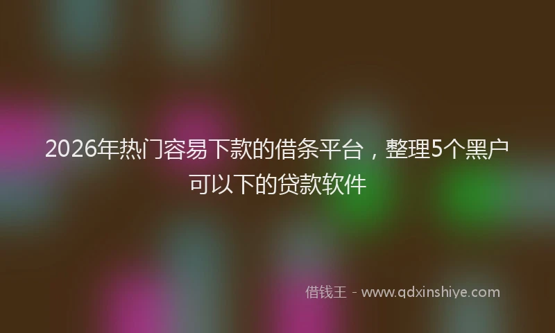 2026年热门容易下款的借条平台，整理5个黑户可以下的贷款软件