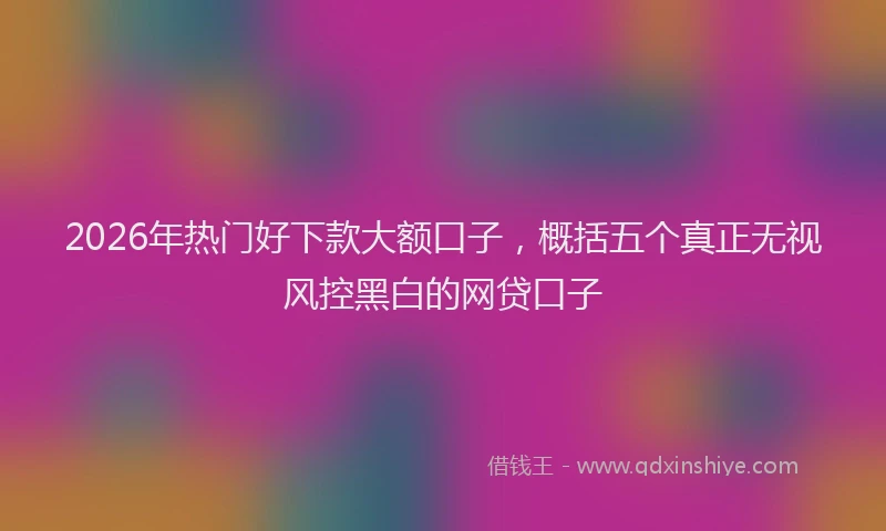 2026年热门好下款大额口子，概括五个真正无视风控黑白的网贷口子