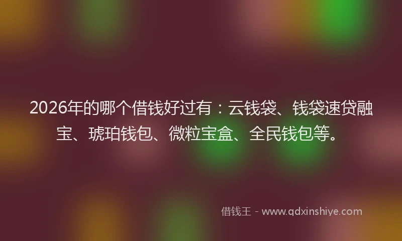 2026年的哪个借钱好过有：云钱袋、钱袋速贷融宝、琥珀钱包、微粒宝盒、全民钱包等。